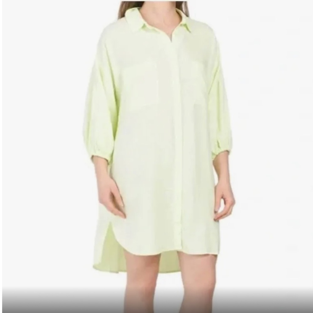 Young Fabulous and Broke Sand Dollar Linen Blend Shirt Dress/Coverup